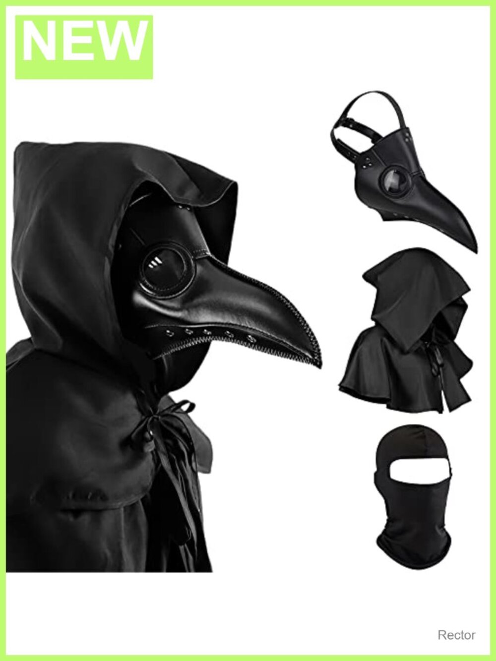 Plague Doctor Mask PU Leather Steampunk Costume Set 3-Piece